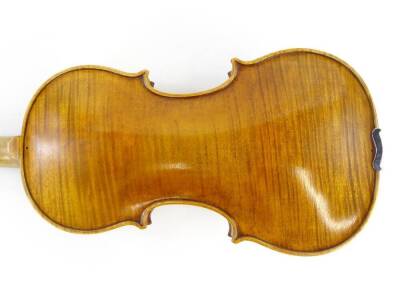 A 20thC violin, with one piece back, length of back 35.5cm and a bow. - 7