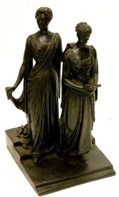 William Henry Tyler. Neo Classical ladies, one reading, on a stepped base, bronze, signed to the base and dated 1893, 63cm high.