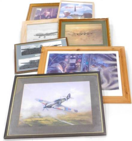 Various aviation signed prints, to include after John Larder, Lancaster bomber bearing various signatures, signed photograph of Arthur Torrence, two facsimile copies of photographs of No. 7 Squadron Pathfinder Force and an artist signed print after Gil Co