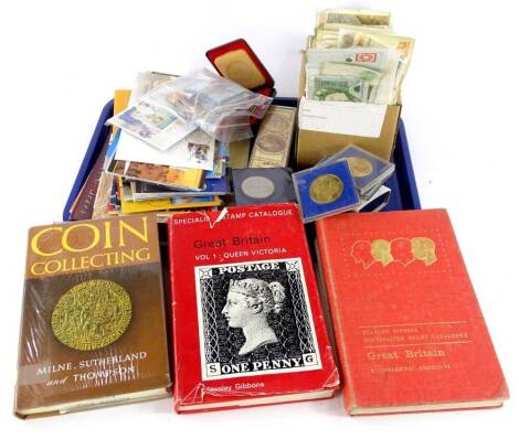 A large quantity of banknotes, some coins, coin covers, etc.