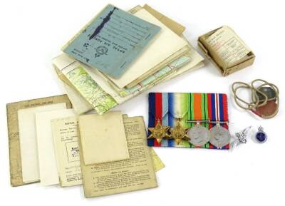 A Second World War four medal group, awarded to Warrant Officer H. Sutcliffe of the Royal Air Force, service number 1013793. He served in the R.A.F.Volunteer Reserve, 02.08.1940 - 27.05.1946, includes his service book, some maps, etc.