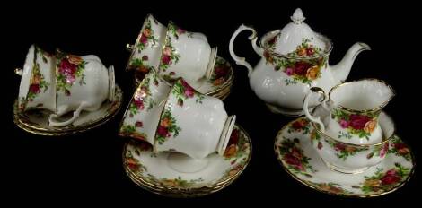 A Royal Albert Old Country Roses pattern part tea service.