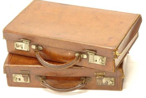 Two small leather suitcases. (AF) Provenance: The Estate of Miss Rachel Monson.