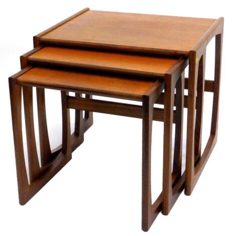 A nest of three G-Plan teak retro tables, 53cm wide.