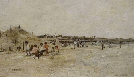 •Peter Brannan (1926-1994). Coast scene, Cleethorpes, oil on board, signed and dated (19)75, 30cm x 44.5cm.