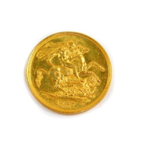 A Queen Victoria gold double sovereign 1887, 16g