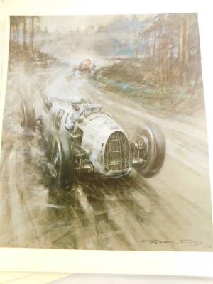 After Frederick Gordon Crosby. Five unframed motor racing prints, plate size 38cm x 41cm. - 2