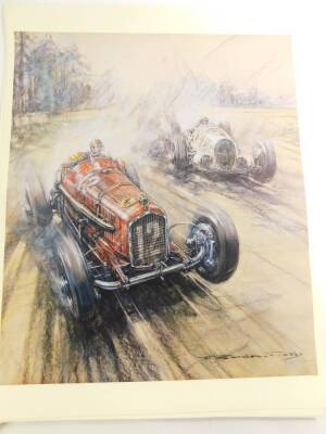 After Frederick Gordon Crosby. Five unframed motor racing prints, plate size 38cm x 41cm. - 4