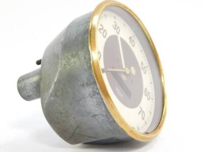 A Smiths Rev meter, believed to be for a Morris Ten, brown and white dial, serial no 53186/1/1600, 10cm diameter. - 4