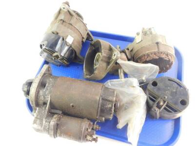 A Lucas starter motor, serial no 25647J, and further car parts. (a quantity) - 2