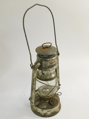 An LBB railway hand lamp, together with a hurricane lamp. (2) - 6