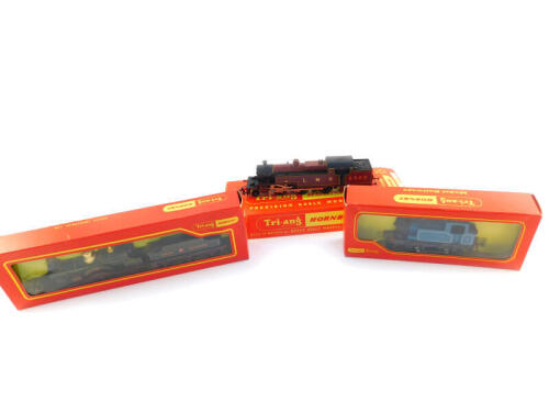 A Hornby OO gauge locomotive 'Lord of The Isles', GWR green livery, 4-2-2, 3046, R354, an Industrial Loco 'Nellie', blue livery, 0-4-0, 7R355, and a further locomotive, LMS red livery, 2-6-4, 2302, boxed (one incorrectly). (3)