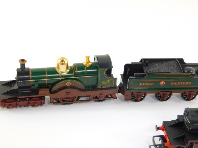 A Hornby OO gauge locomotive 'Lord of The Isles', GWR green livery, 4-2-2, 3046, R354, an Industrial Loco 'Nellie', blue livery, 0-4-0, 7R355, and a further locomotive, LMS red livery, 2-6-4, 2302, boxed (one incorrectly). (3) - 3