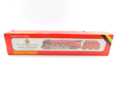 A Hornby OO gauge Coronation Class 7B locomotive 'Duchess of Sutherland', LMS red livery, 4-6-2, 6233, R066, boxed.