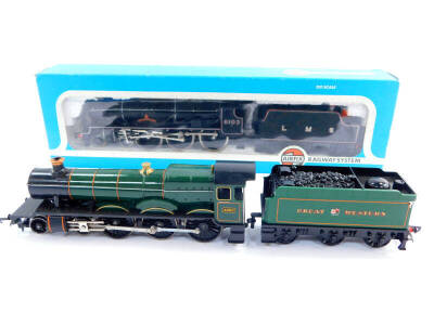 An Airfix OO gauge locomotive 'Albert Hall', Great Western green livery, 4-6-0, 4983, unboxed, together with an LMS locomotive 'Royal Scots Fusilier', black livery, 4-6-0. 6103, 54120-0, boxed. (2)