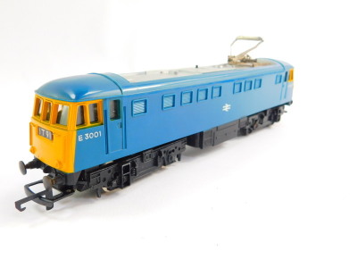 A Hornby OO gauge GWR Collet goods locomotive, green livery, 0-6-0-2244, together with a Class 81 Bo-Bo electric locomotive, BR blue livery, E3001, R753, both boxed incorrectly. (2) - 2