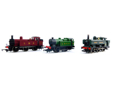 A Hornby OO gauge tank locomotive, LMS red livery, 0-6-0T3F, 7413, R2674, boxed, together with a Great Western locomotive, 0-6-0-2788, and an LNER locomotive, 0-4-0, 6 (3). - 2