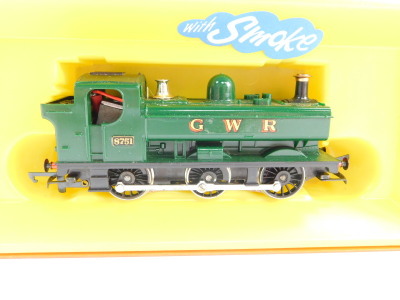 A Hornby OO gauge GWR tank locomotive, with smoke, 0-6-0, 8751, R51S, together with six Alpin & Barrett Limited six wheel milk tank wagons, R6377, all boxed. (7) - 2