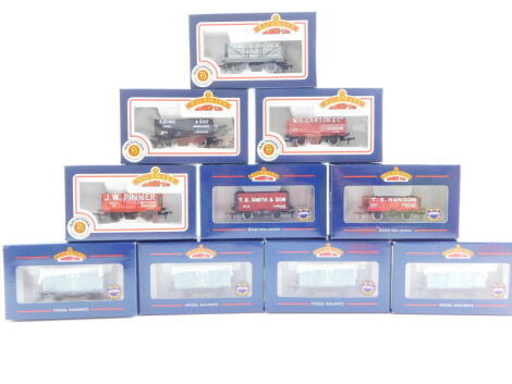 Ten Bachmann OO gauge tank wagons, comprising four ventilated vans and six open wagons. (boxed)