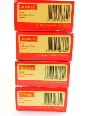 Four Hornby OO gauge CCTU utility wagons, E94596, R6364, boxed. - 5