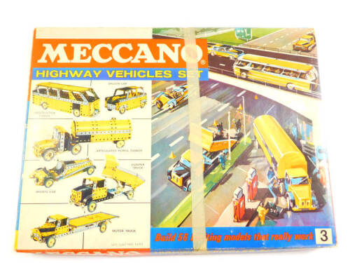 A Meccano Highway Vehicle set, number 3, boxed.