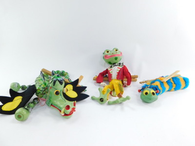 Three Pelham puppets, boxed, comprising Frog, Caterpillar and Dragon. - 2