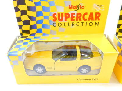 Maisto die cast Super Car and Sports Car Collection vehicles, boxed, including a Corvette ZR1, Lamborghini Diablo, Ferrari F40, and a Jaguar XJS V12. (14) - 2