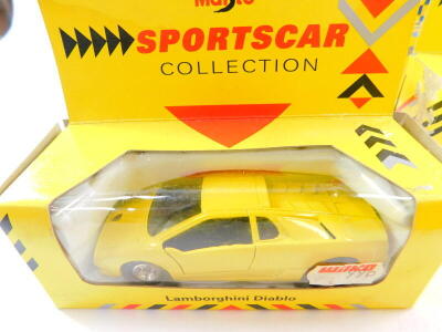 Maisto die cast Super Car and Sports Car Collection vehicles, boxed, including a Corvette ZR1, Lamborghini Diablo, Ferrari F40, and a Jaguar XJS V12. (14) - 10