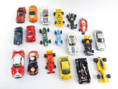 Corgi, Dinky and other die cast vehicles, including a Mercedes 300SL, Leyland Octopus ten tonne army truck and an armoured command vehicle, together with plastic motor racing and sports cars, etc. (1 tray & 1 box)