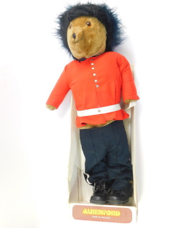 An Alresford late 20thC teddy bear, modelled as a Coldstream Guard, boxed, 79cm high.