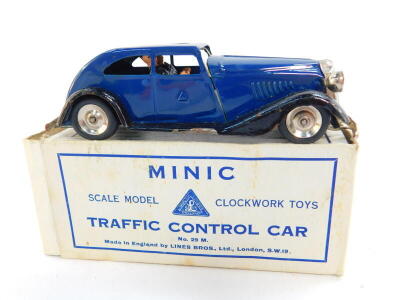 A Minic clockwork traffic control car, number 29M, boxed, with key. - 3