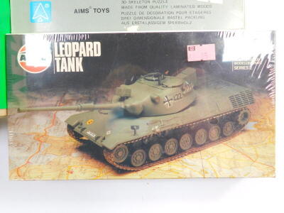 Two Vero models, of a goods station and a town gate, together with an Airfix model of a Leopard tank, and an Aymes Toys Plane Series model of 'The Spirit of Saint Louis', 2609, all boxed. (4) - 5