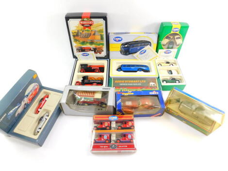 Corgi die cast model cars, buses and lorries, including an AEC Regal coach, Jaguar 1953 RAC rally set, Jaguar XJS, and a limited edition two racing E Type super cats Jaguar set, all boxed. (9)