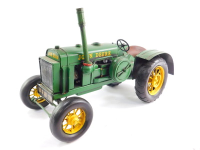 A tin plate model of a John Deere 1931 GP tractor, 38cm wide. - 3