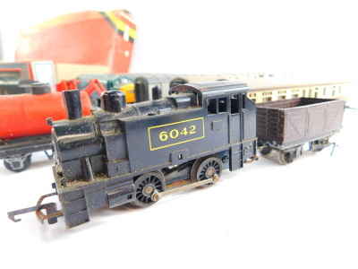 A Graham Fairsh OO gauge GP5 locomotive and tender, British rail black livery, 4-6-0, Hornby 37 series diesel locomotive, Inter City coaches, further coaches, wagons, track and a controller, etc. (a quantity) - 8