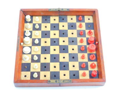 A Jacques & Son In Statu travelling chess set, cased, 23cm diameter. (AF) - 2