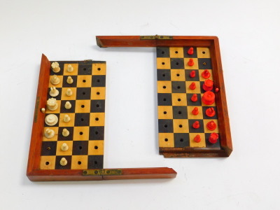 A Jacques & Son In Statu travelling chess set, cased, 23cm diameter. (AF) - 3