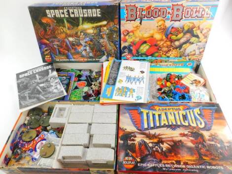 Three Games Workshop fantasy games, comprising Advanced Space Crusade., Blood Bowl., and Adepetus Titanicus, all boxed. (3)