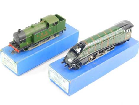 A Hornby OO gauge locomotive 'Silver King' and tender, British rail green livery, 4-6-2, 60016, EDL11, together with an LNER tank locomotive, 0-6-2, 9596, EDL7, both boxed. (2)