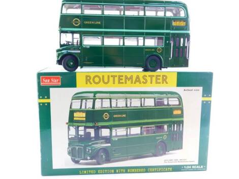 A Sun Star die cast model of an RMC1496-496C LT green Routemaster coach, limited edition, scale 1:24, 2912, boxed.