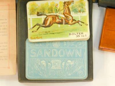 A Sandown Finch Mason Design roulette wheel, printed with horses and jockeys, including Esmeralda, Dorothy and Waverley, together with a box of cards and instructions, and box of gaming counters, boxed. - 5