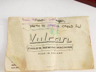 A Vulcan Senior child's sewing machine, part boxed. - 2