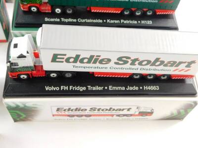 Seven Atlas Editions die cast Eddie Stobart models, Special Edition, scale 1:76, boxed, together with an Eddie Stobart collection tin of drinks coasters, and an Eddie Stobart wallet. (1 tray) - 8