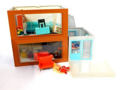 A Rovex Tri-ang Jenny's Home, circa 1960's, with dining room, living room, bedroom and bathroom furniture, boxed.