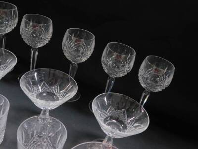 A Waterford part suite of table glassware, comprising six champagne cups, six wine glasses and six whisky tumblers. - 2