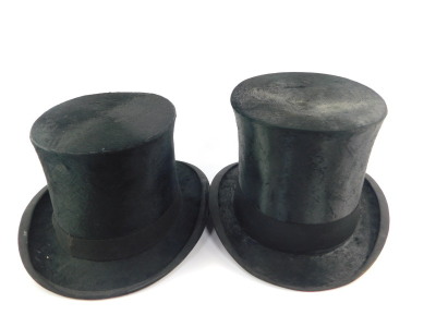 An A J White black top hat, aperture 6 1/2" wide, 7 3/4" deep, and a further top hat, unnamed, aperture 6 1/8" wide, 7 3/4" deep. (2) - 3