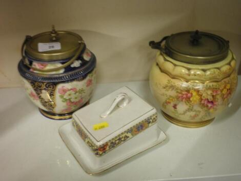 A Yorkshire & Robinson Carltonware biscuit barrel decorated with cowslips