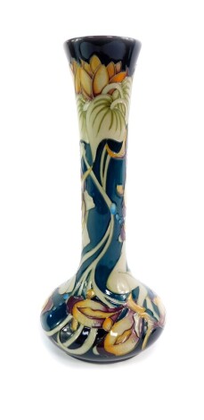 A Moorcroft pottery vase, decorated in the Water Nymph pattern, by Kerry Goodwin, circa 2011, of long necked form, painted and impressed marks, 29.5cm high.