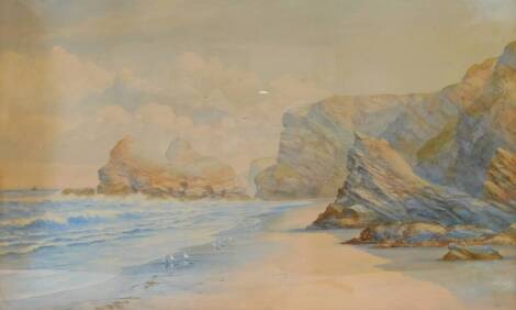 James Elliot (British, 19thC). The Sea Lions, Rocks in Watergate Bay, North Cornwall., watercolour, signed, 44.5cm high, 72cm wide.