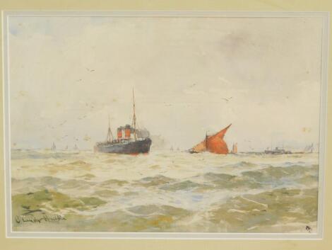 Claude Hulk (British, early 20thC). Returning Home Off Plymouth, watercolour, signed, titled verso, 20cm x 29cm.